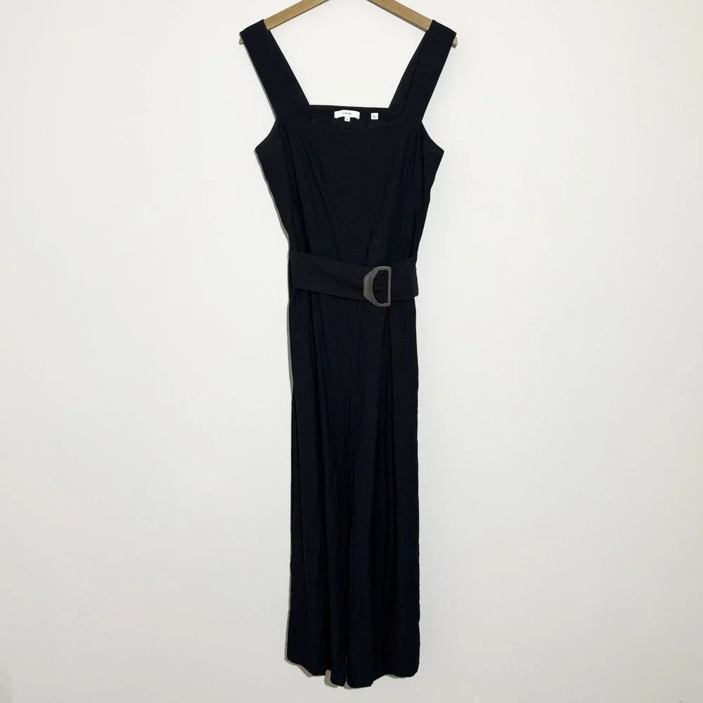 VINCE Women's Size 10 Belted Cropped Wide‎ Leg Jumpsuit $445 Open Back Quiet Lux